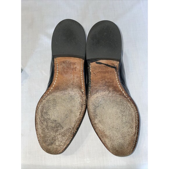 Johnston & Murphy Optima Wingtip Loafers Mens Size 8 D Black Leather Slip On